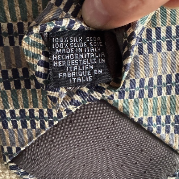 Geoffrey Beene Pure Silk Tie Set of 2 Classic Burgundy Blue Geometric Striped - Picture 5 of 8